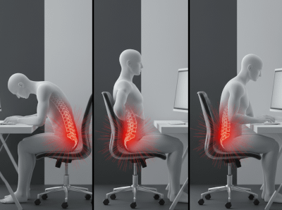 Sitzen Schaden Check: Druck auf LWS durch monotones Sitzen.