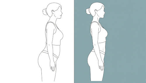 Beitragsbild Hohlkreuz Frau: Eine graphisch dargestellte Frau im Vergleich: Einmal mit Hohlkreuz und einmal ohne Hohlkreuz.